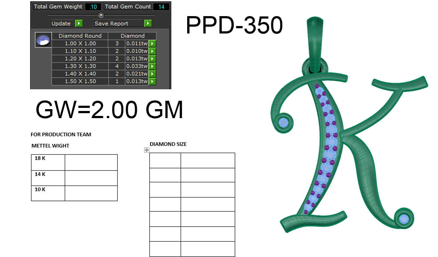 K Alphabet Designer Pendant dp466