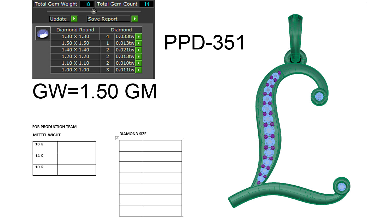 L Alphabet Designer Pendant dp467
