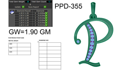 P alphabet shape designer pendant dp433