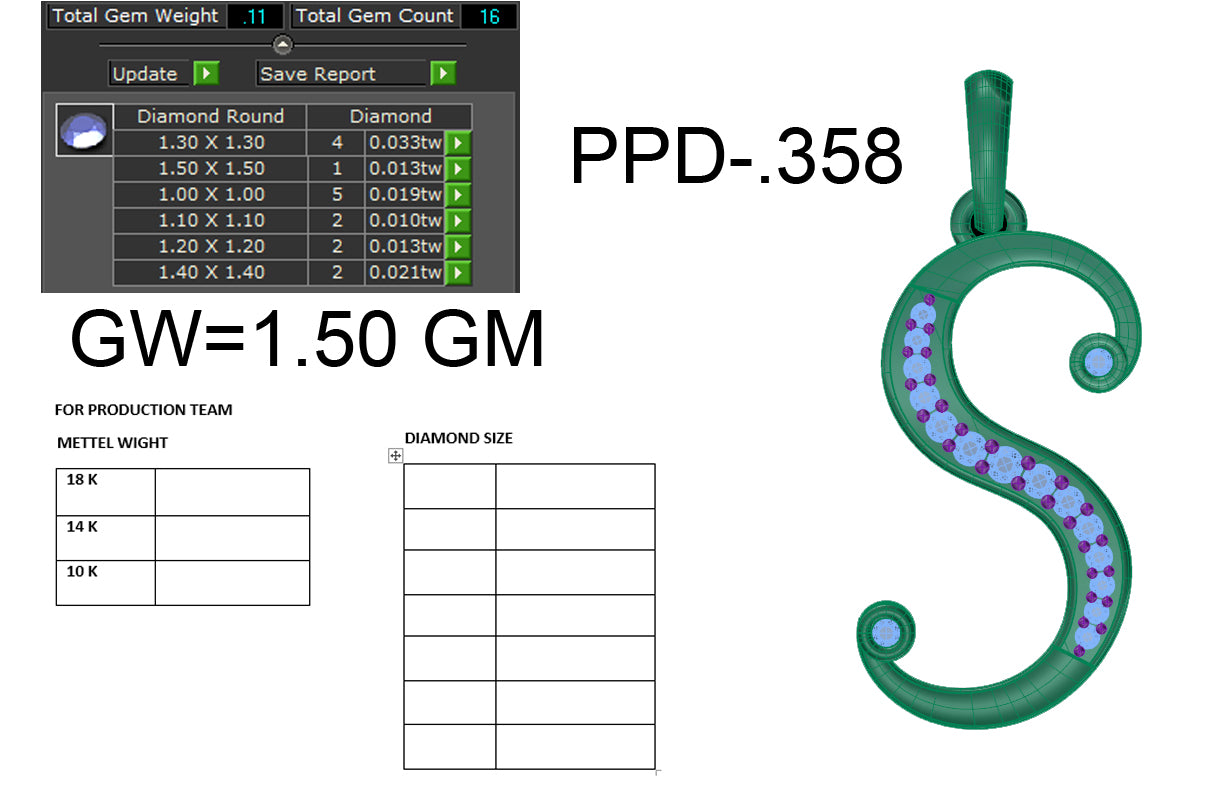 S Alphabet Designer Pendant dp459