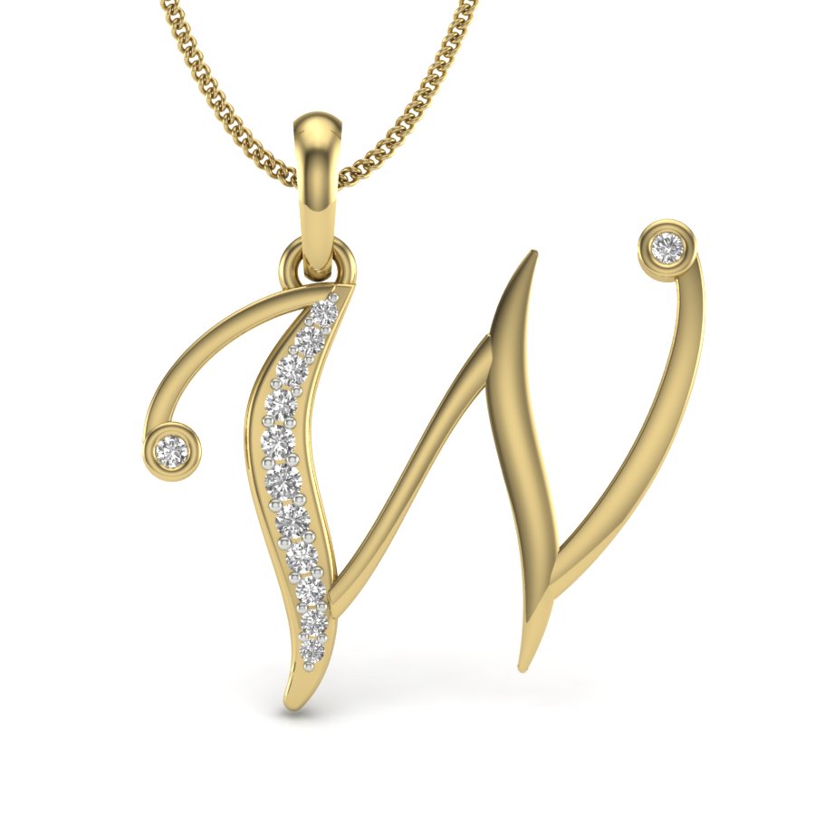 W alphabet shape designer pendant dp446