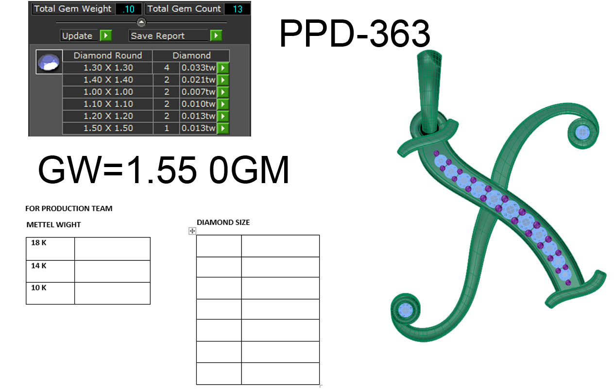 X alphabet shape designer pendant dp447