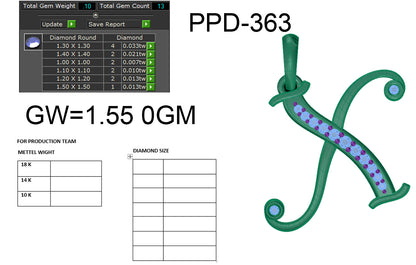 X alphabet shape designer pendant dp447
