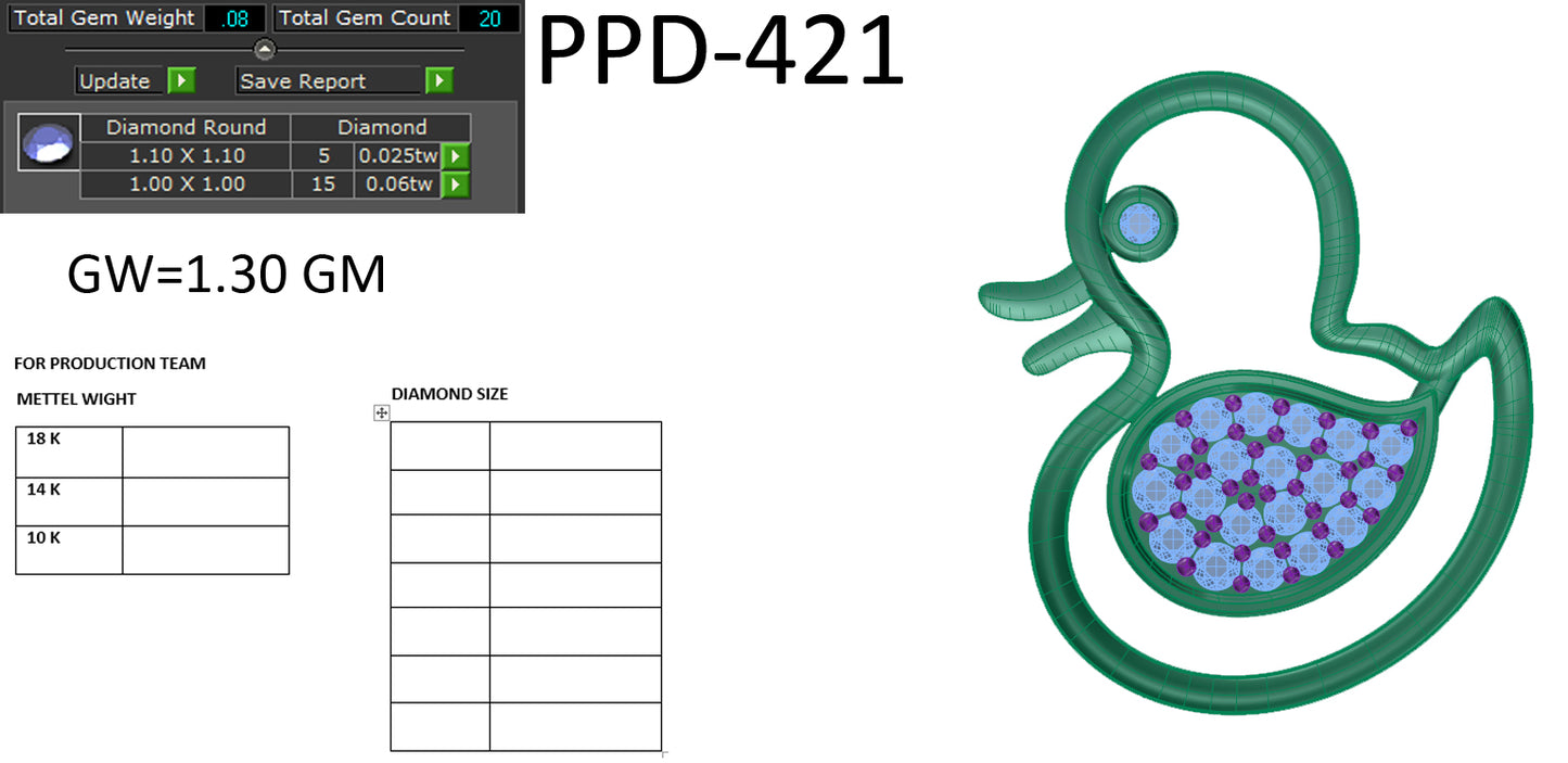 Duck Shape Designer Pendant dp478