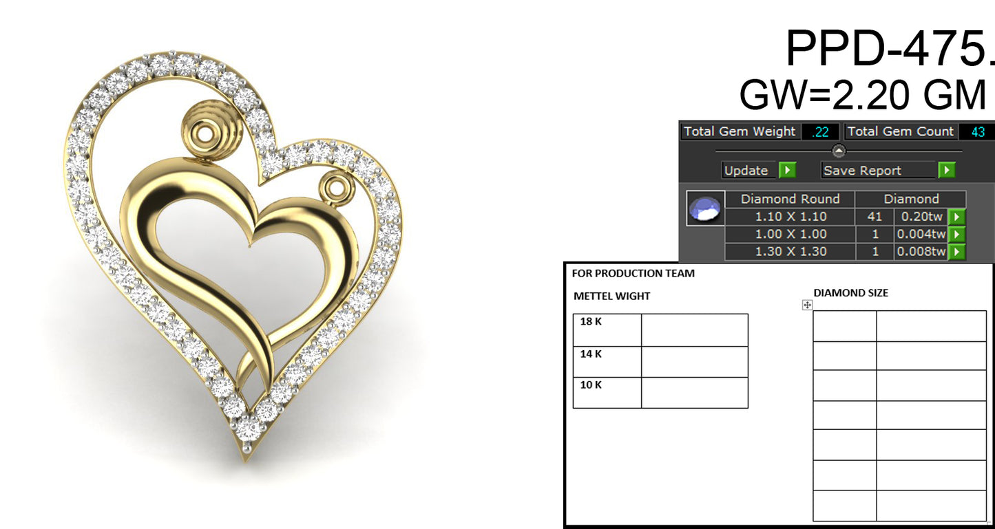Heart Shape Designer Pendant dp740
