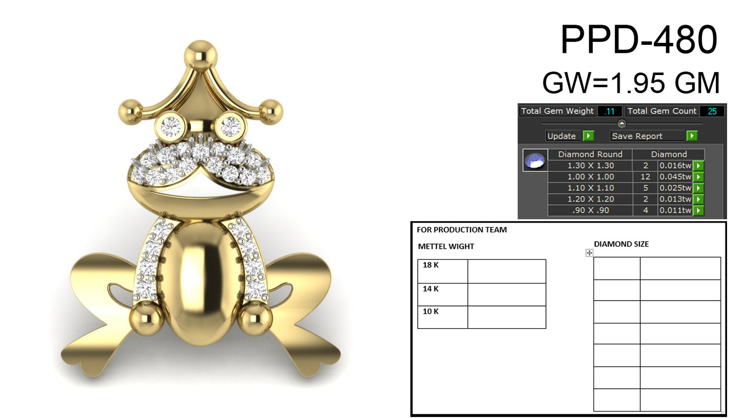 Frog Shape Designer Pendant dp738