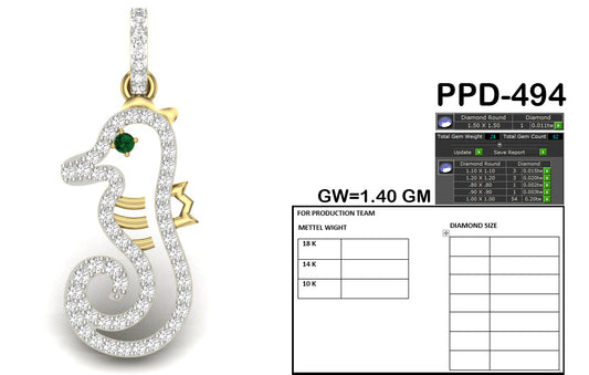 Seahorse Design Pendant dp576
