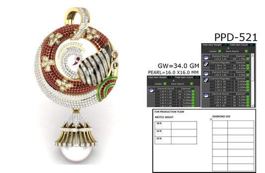 Peacock Design Pendant dp754