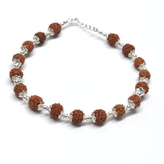925 Silver Rudhraksh Chain Bracelet with Lock