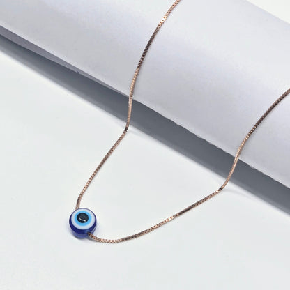 925 Rose Gold Polished Chain WIth Evil Eye Pandant