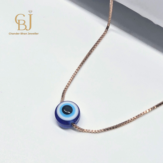 925 Rose Gold Polished Chain WIth Evil Eye Pandant