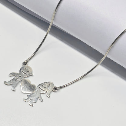 925 Silver  Teen Chain With Couple in Love Pandant