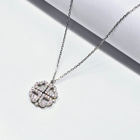 925 Chain WIth Openable Hearts Shape Floral Pandant