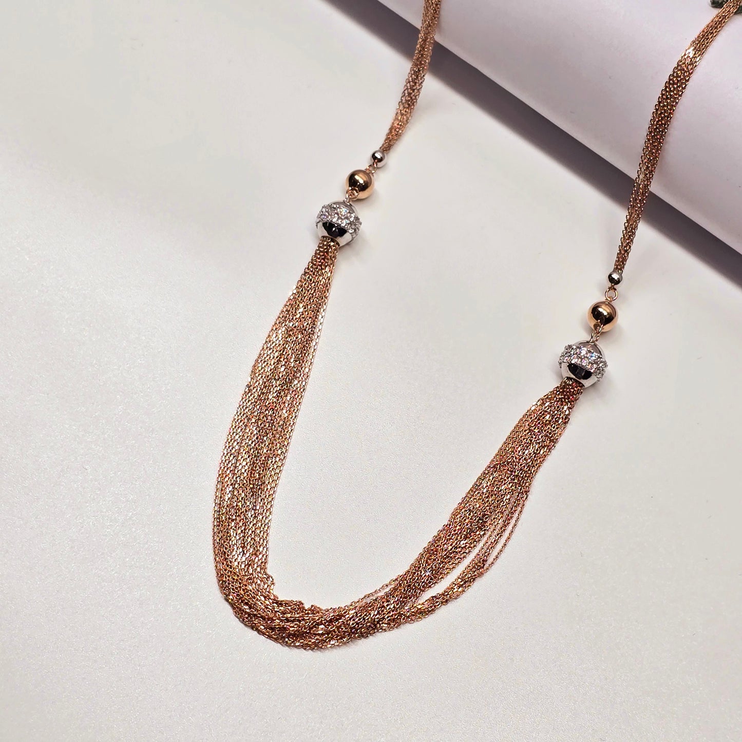 A Beautifully Crafted 925 Rose Gold SIlver Neck-set With Earring