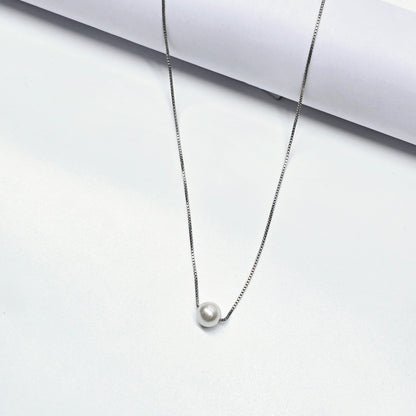 A Sterling Silver Chain With White Mauti Pandant For Adults & Teen