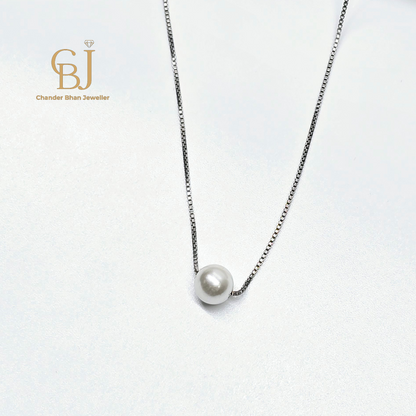 A Sterling Silver Chain With White Mauti Pandant For Adults & Teen