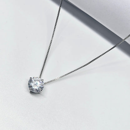 925 Silver Girlish Chainn With Single Stone Round Pandant