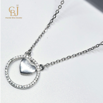 925 Silver Girlish Chain With Heart in Round Shape Pandant