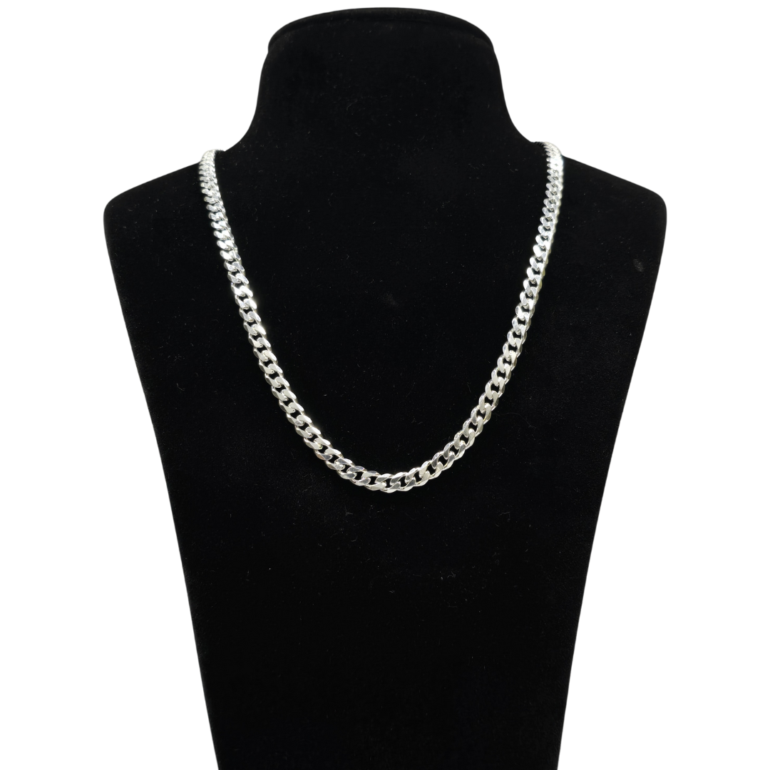 A Pure 925 Sterling Silver Crub Designed Chain For Gents wt18