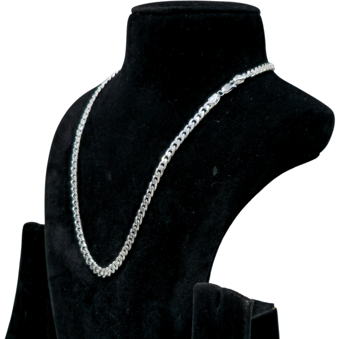 A Pure 925 Sterling Silver Crub Designed Chain For Gents wt18