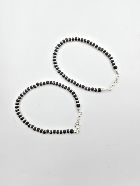 925 SIlver Black Beeds Bracelet