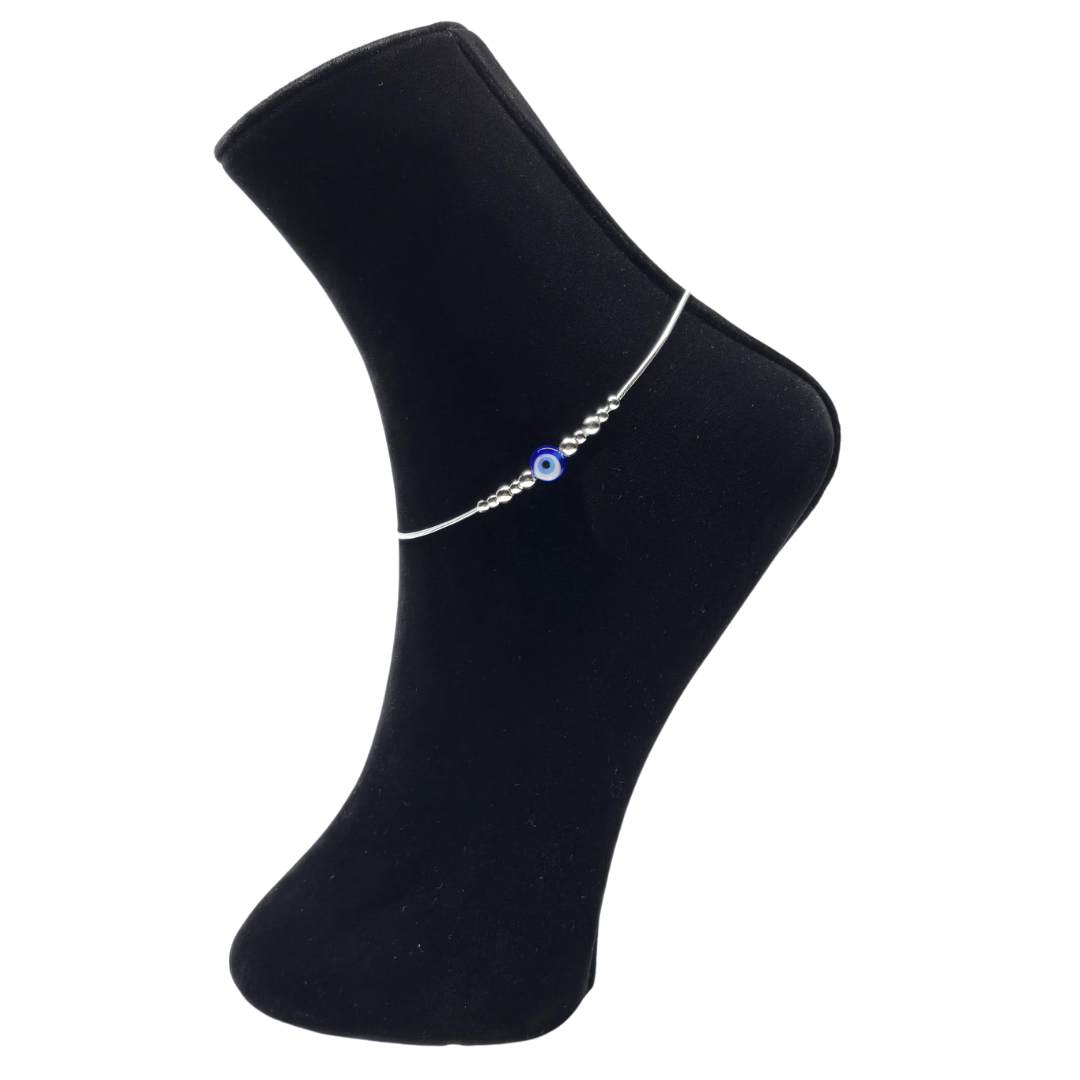 Pure 925 Silver Evil Eye Anklet A16