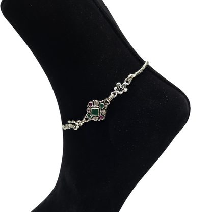 Pure 925 Silver Jaipuri Design Antique Payal AA4