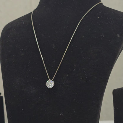 925 Silver Girlish Chainn With Single Stone Round Pandant