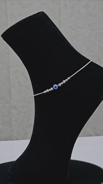 Pure 925 Silver Evil Eye Anklet A16