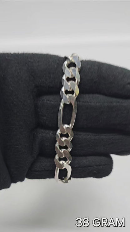 925 Silver Gent's Figaro Bracelet 38 grm