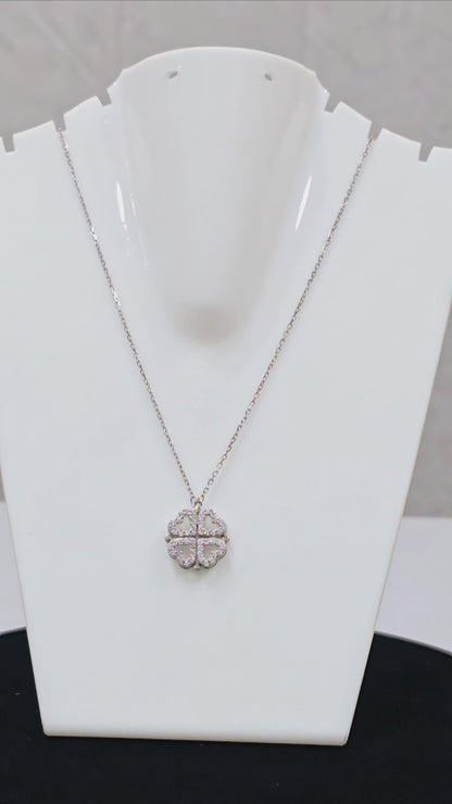 925 Chain WIth Openable Hearts Shape Floral Pandant
