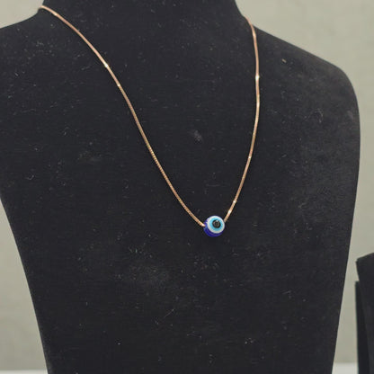 925 Rose Gold Polished Chain WIth Evil Eye Pandant