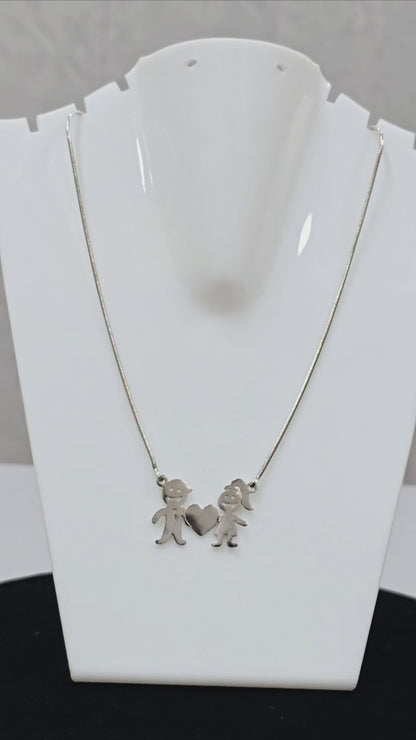 925 Silver  Teen Chain With Couple in Love Pandant