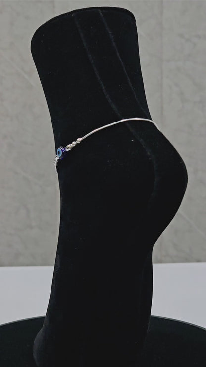 Pure 925 Silver Evil Eye Anklet A8