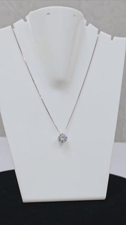 925 Silver Girlish Chainn With Single Stone Round Pandant