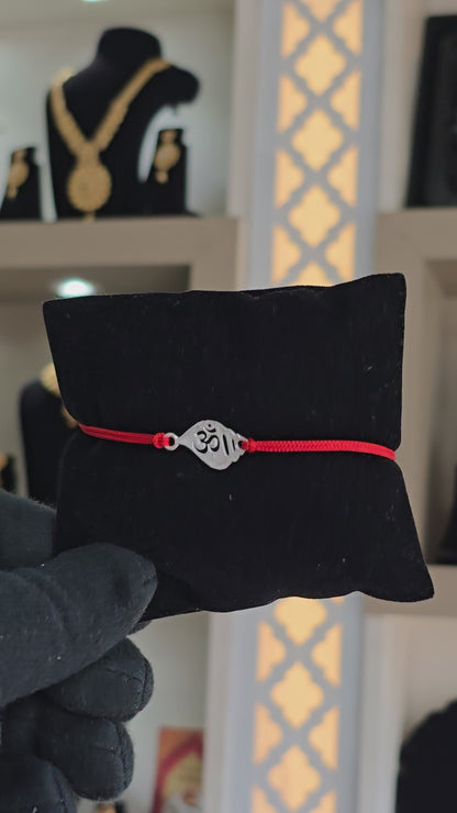 925 PURE SILVER RAKHI WITH THREAD IN "OM" DESIGN