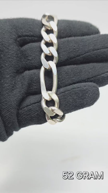 925 Silver gents Figaro Bracelet 52 gram