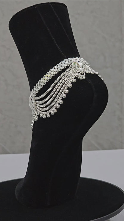 Pure 850 Handcrafted Silver HEavy Weight Payal wt223