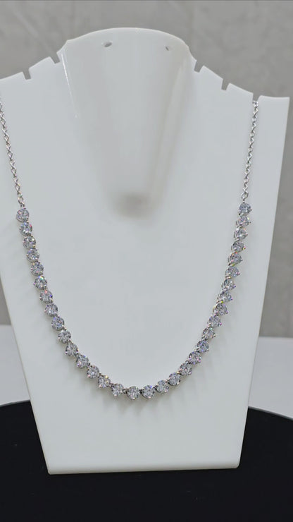 A 925 Sterling Silver Chain With A LAyer of Single Diamond Cut Stones