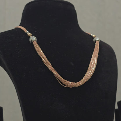 A Beautifully Crafted 925 Rose Gold SIlver Neck-set With Earring