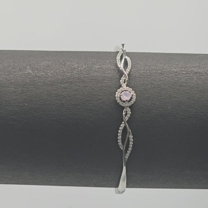 Pure 925 Silver Teen & Ladies Bracelet With Diamond Cut Stones