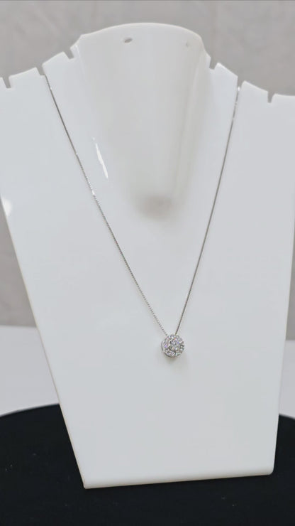925 SIlver Ladies Chain WIth Round Shape Stoned Pandant