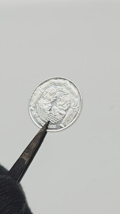 Pure 999 Silver hallmarked Lord ganesha and Lakshmi ji 5 grams Coin
