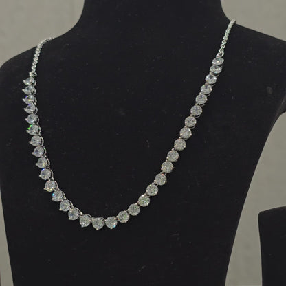 A 925 Sterling Silver Chain With A LAyer of Single Diamond Cut Stones