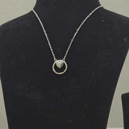 925 Silver Girlish Chain With Heart in Round Shape Pandant