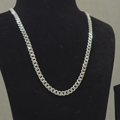 A Pure 925 Sterling Silver Crub Designed Chain For Gents wt18