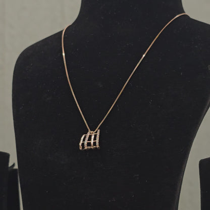 925 Rose Gold Polished Silver Chain With Diamond Cut Stones Pandant