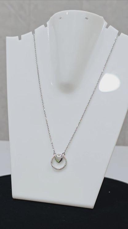 925 Silver Girlish Chain With Heart in Round Shape Pandant